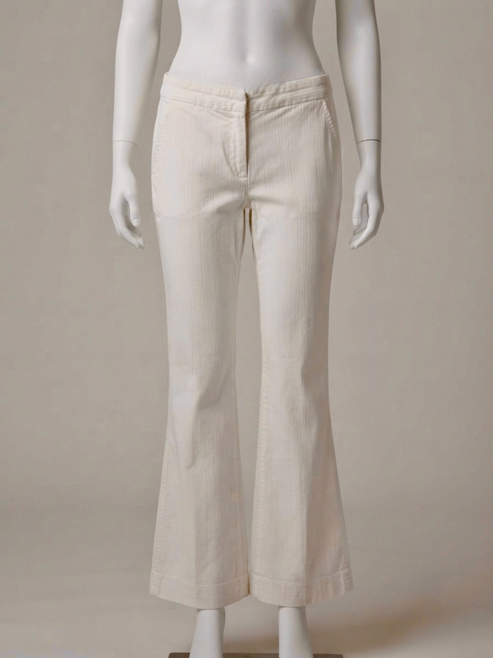 Yumi Mazao Off-White Textured Pinstripe Trousers Pantalon Huxley Size 3